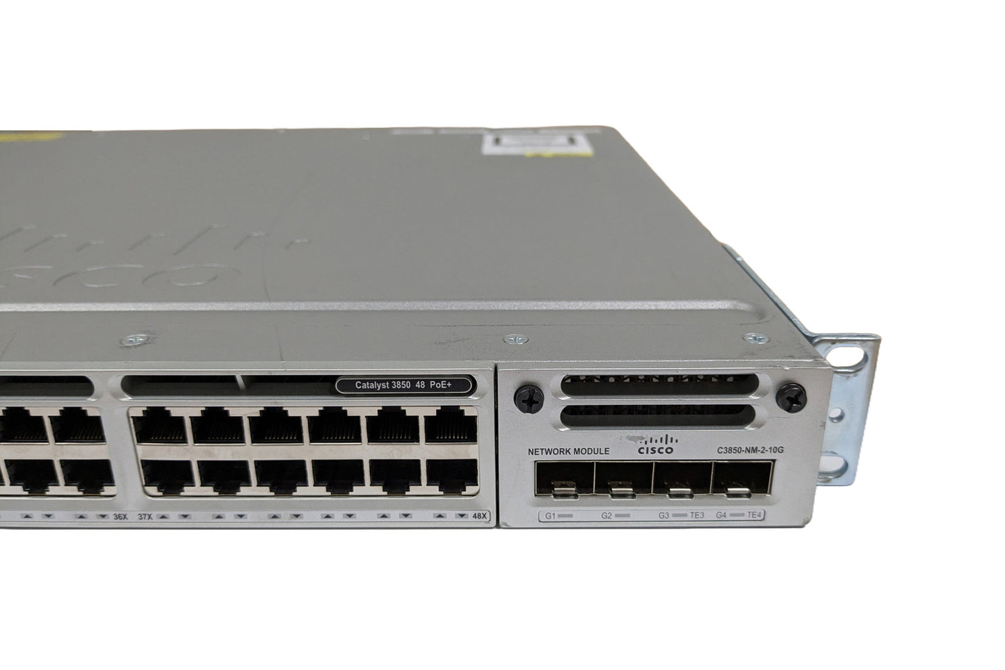 Cisco WS-C3850-48P-S 48 Port Gigabit PoE Switch  Network Module C3850-NM-2-10G