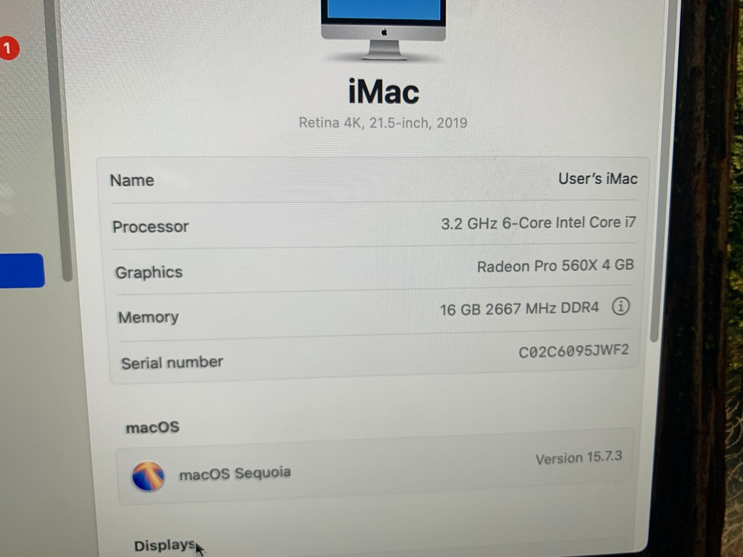 Apple iMac 4K A2116 21.5" 2019 Intel i7 3.2GHz / 16GB / 1TB Hard Drive2