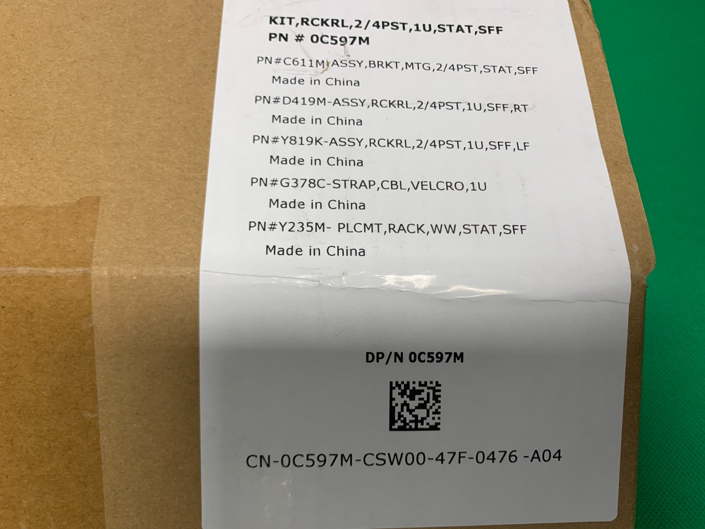 Dell 0C597M PowerEdge R210 R310 R410 R415 Server Rail Kit 1U1