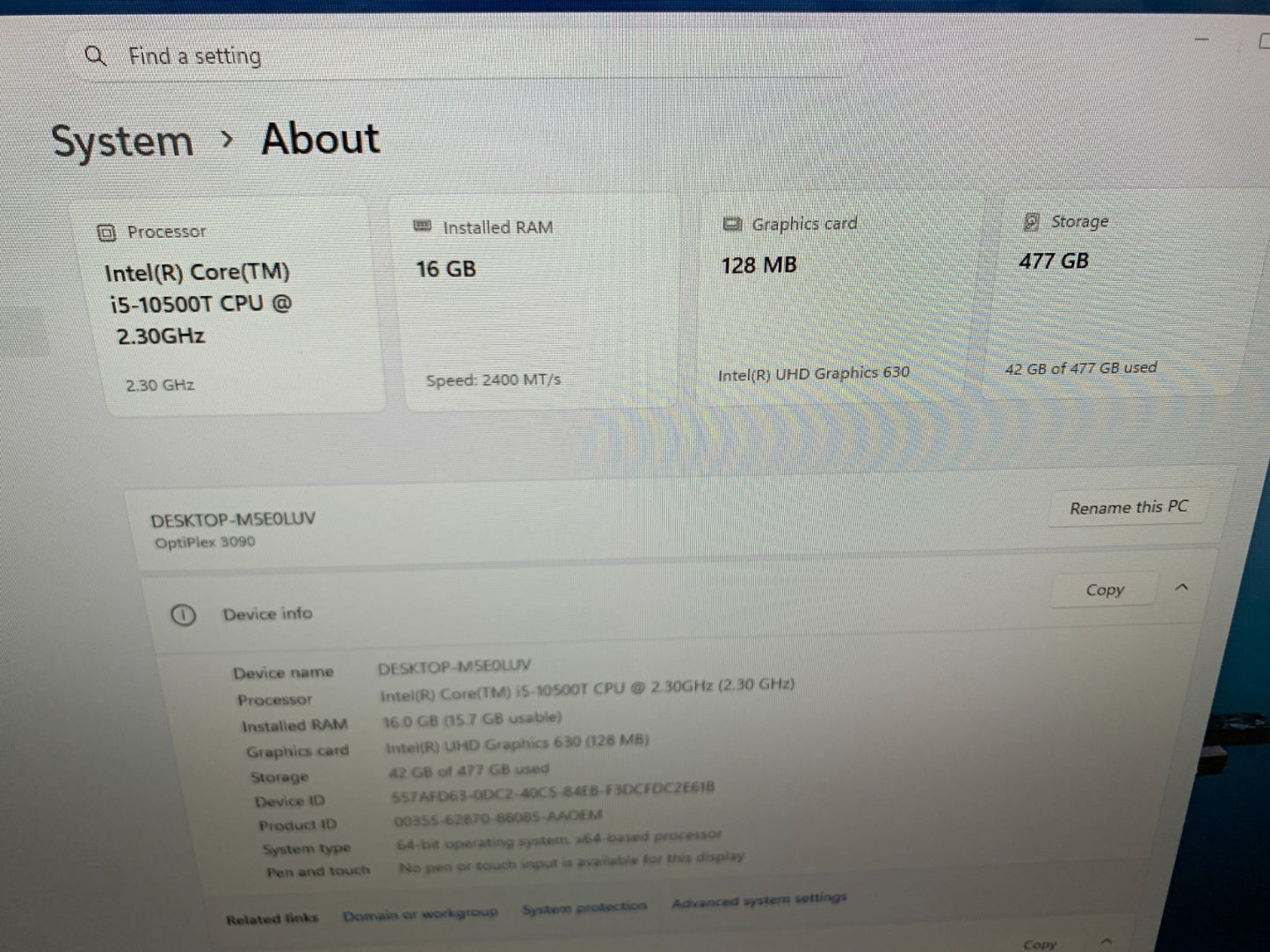 Dell Optiplex 3090 Tiny i5-10500T / 16GB / 512GB SSD2