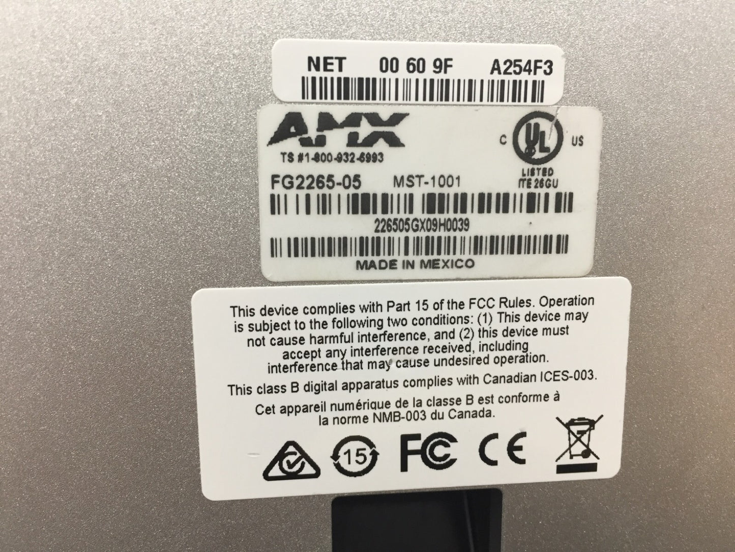 AMX FG2265-05 MST-1001 Tabletop Touch Panel2