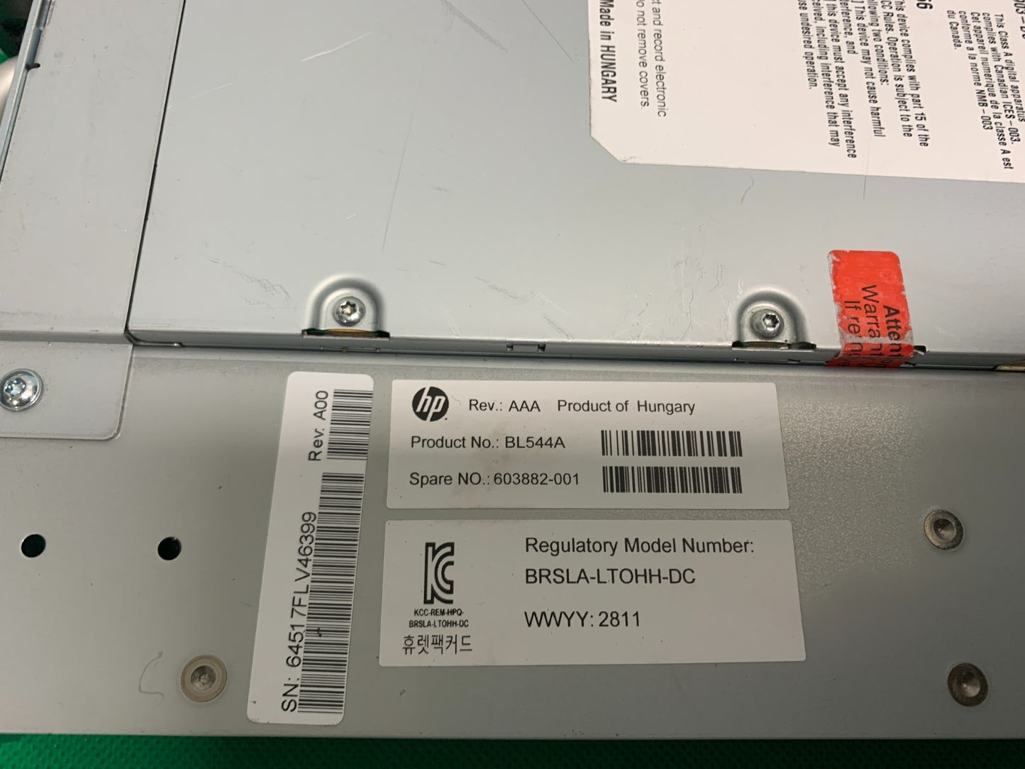 HP LTO 5 FC 8Gb Drive BL544A 603882-0012