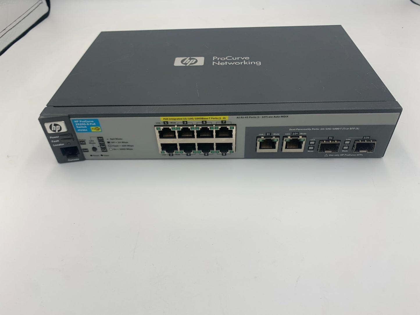HP ProCurve 2520G-8-PoE 10/100/1000 8 Port Switch J9298A No PSU0