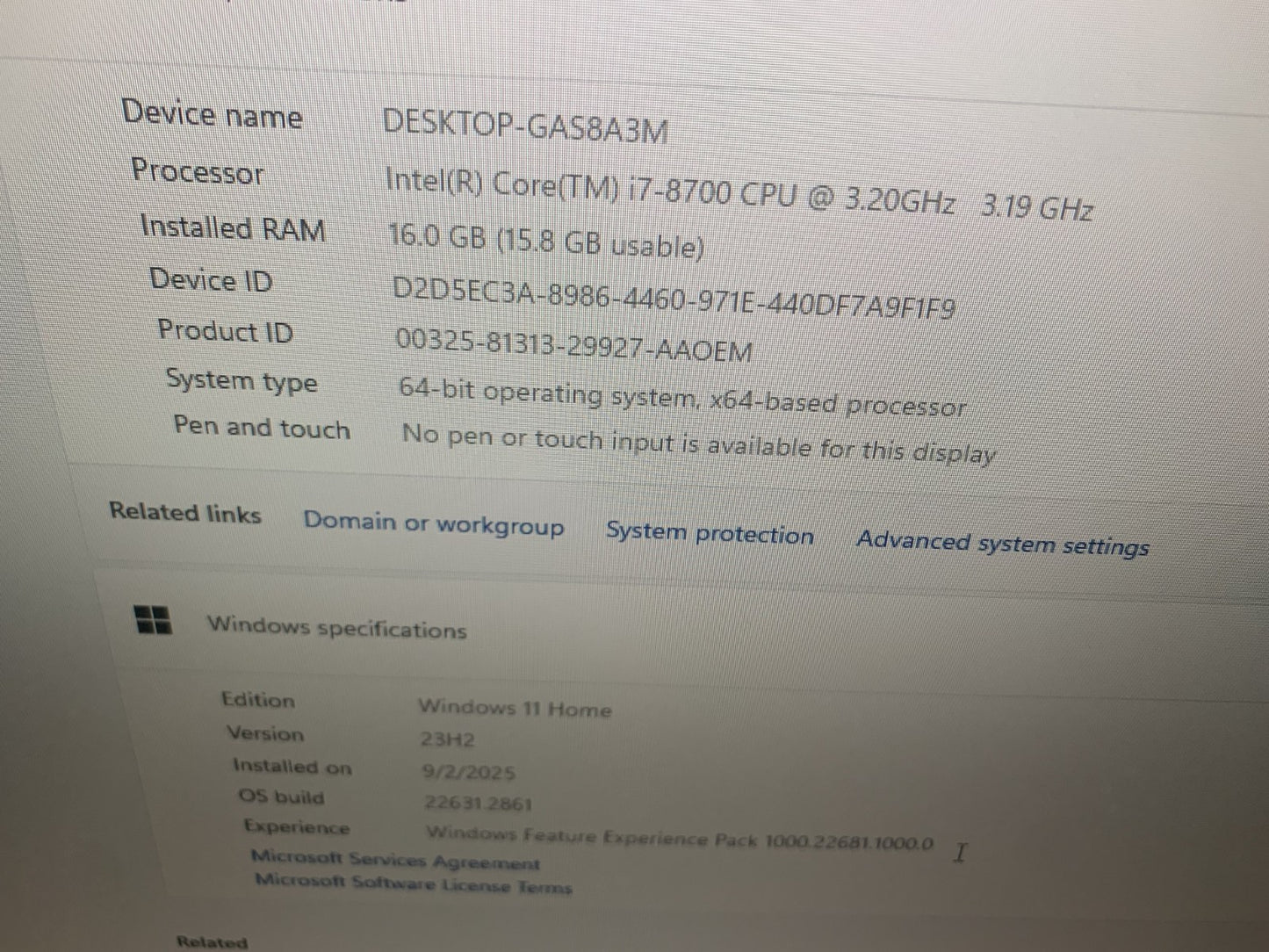 Dell Optiplex SFF 7060 i7-8700 3.20GHz / 16GB /  256GB SSD2