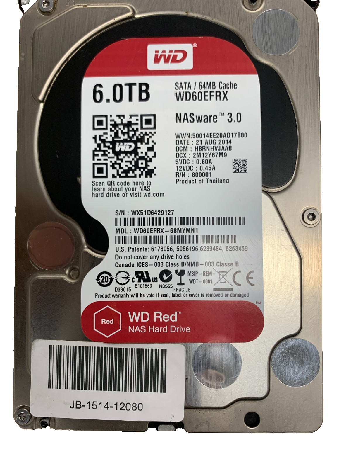 WD Red NAS 6.0TB SATA / 64MB Cache 3.5" Hard Drive NASware 3.00