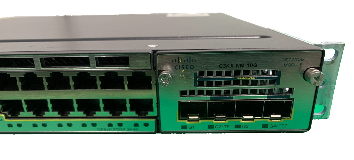 Cisco catalyst 3750-X Series WS-C3750X-48T-S 48 Port Switch With C3KX-NM-10G1