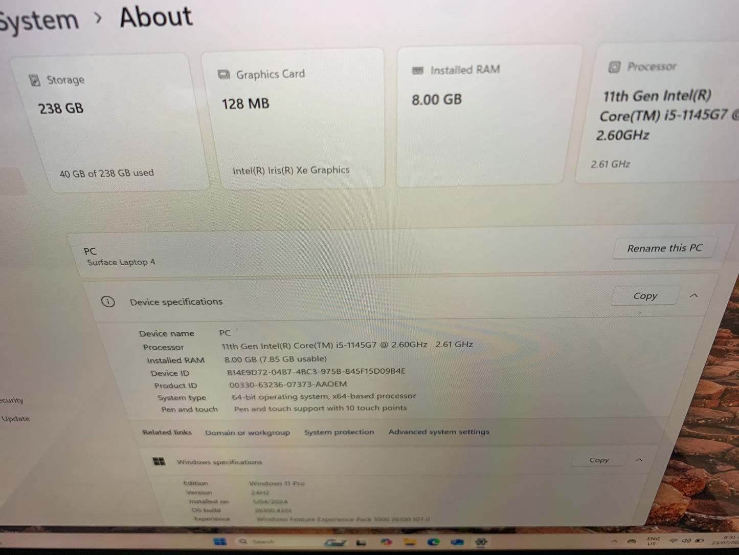 Microsoft Surface 1951 Laptop 4 i5-1145G7 2.60GHz / 8GB / 256GB SSD3