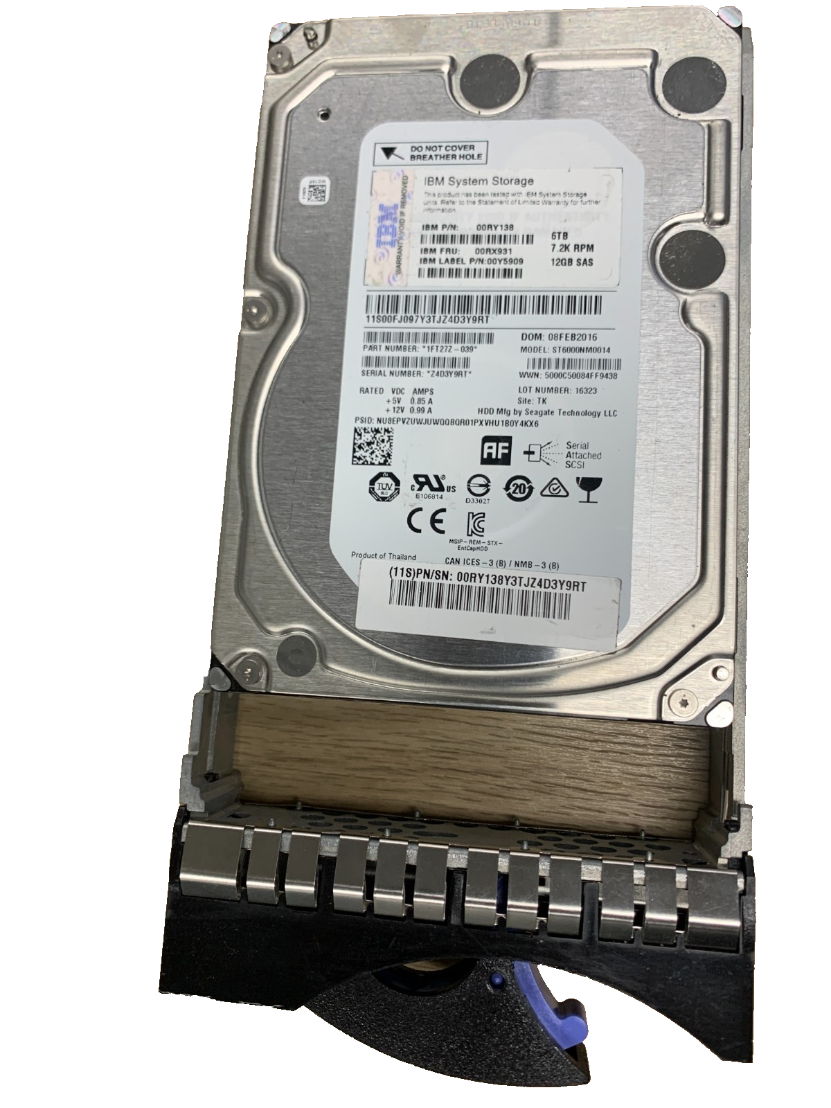 IBM System Storage 6TB 7.2K 12GB SAS Hard Drive 3.5"0