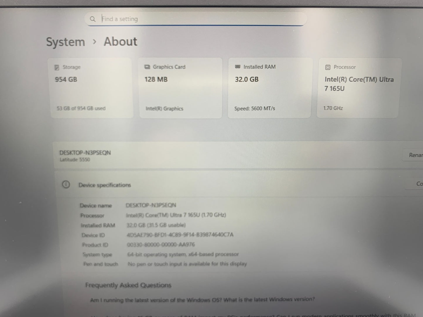 Dell Latitude 5550 Ultra 7 165U 1.70GHz / 32GB Ram / 1TB SSD4