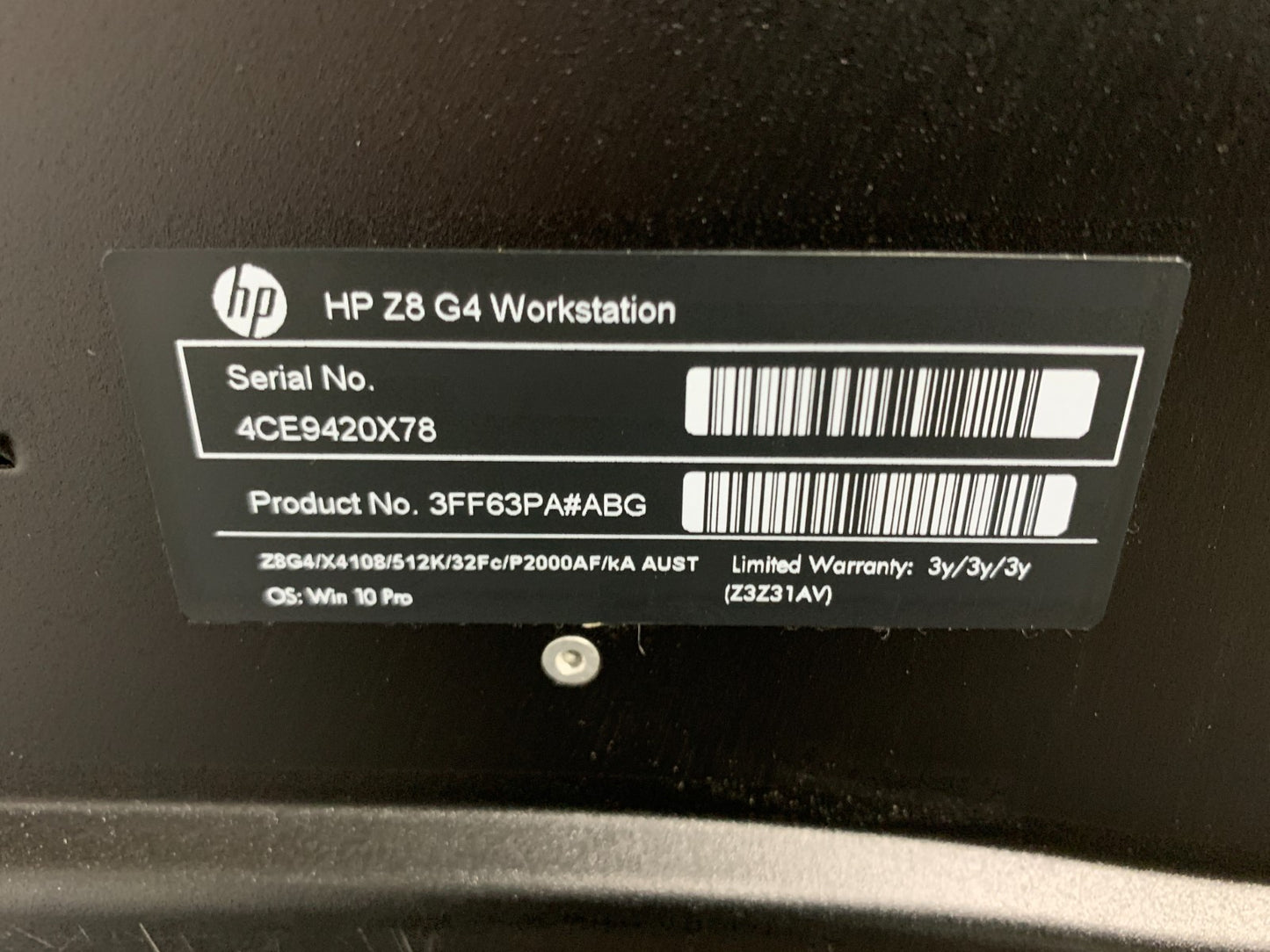 HP Z8 G4 WorkStation Xeon Silver 4108 1.80GHz / 64GB Ram / 512GB SSD 8GB Graphic3