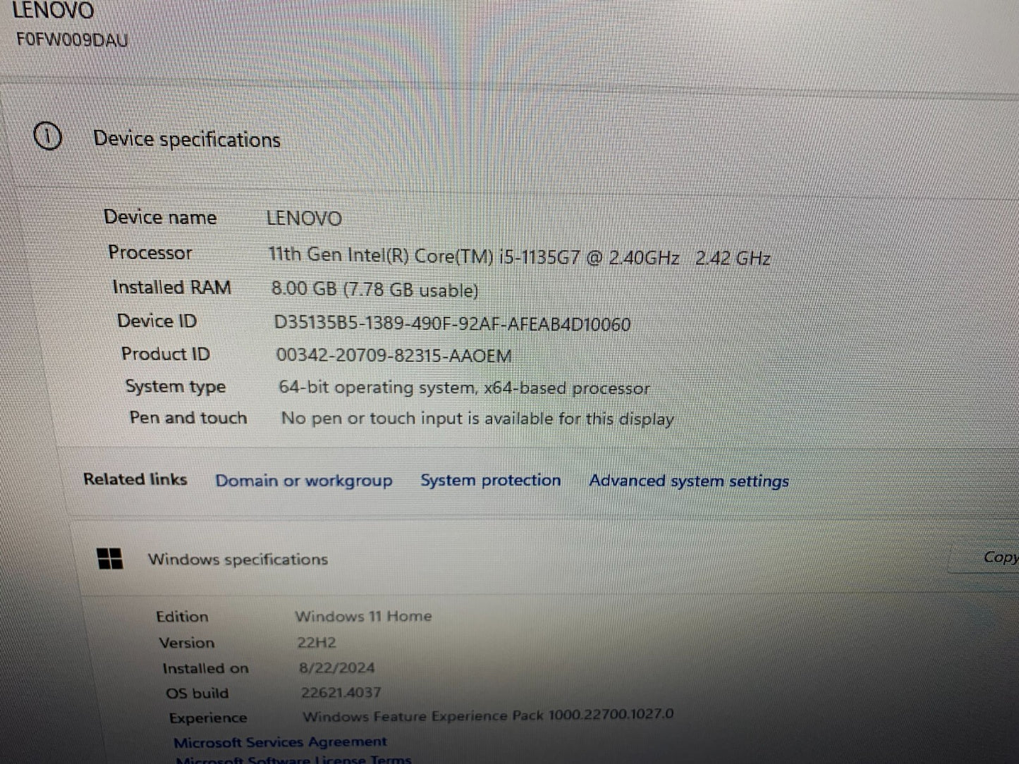 Lenovo IdeaCentre AIO 3 27ITL6 27" i5-1135G7 2.40GHz / 8GB / 512GB SSD3