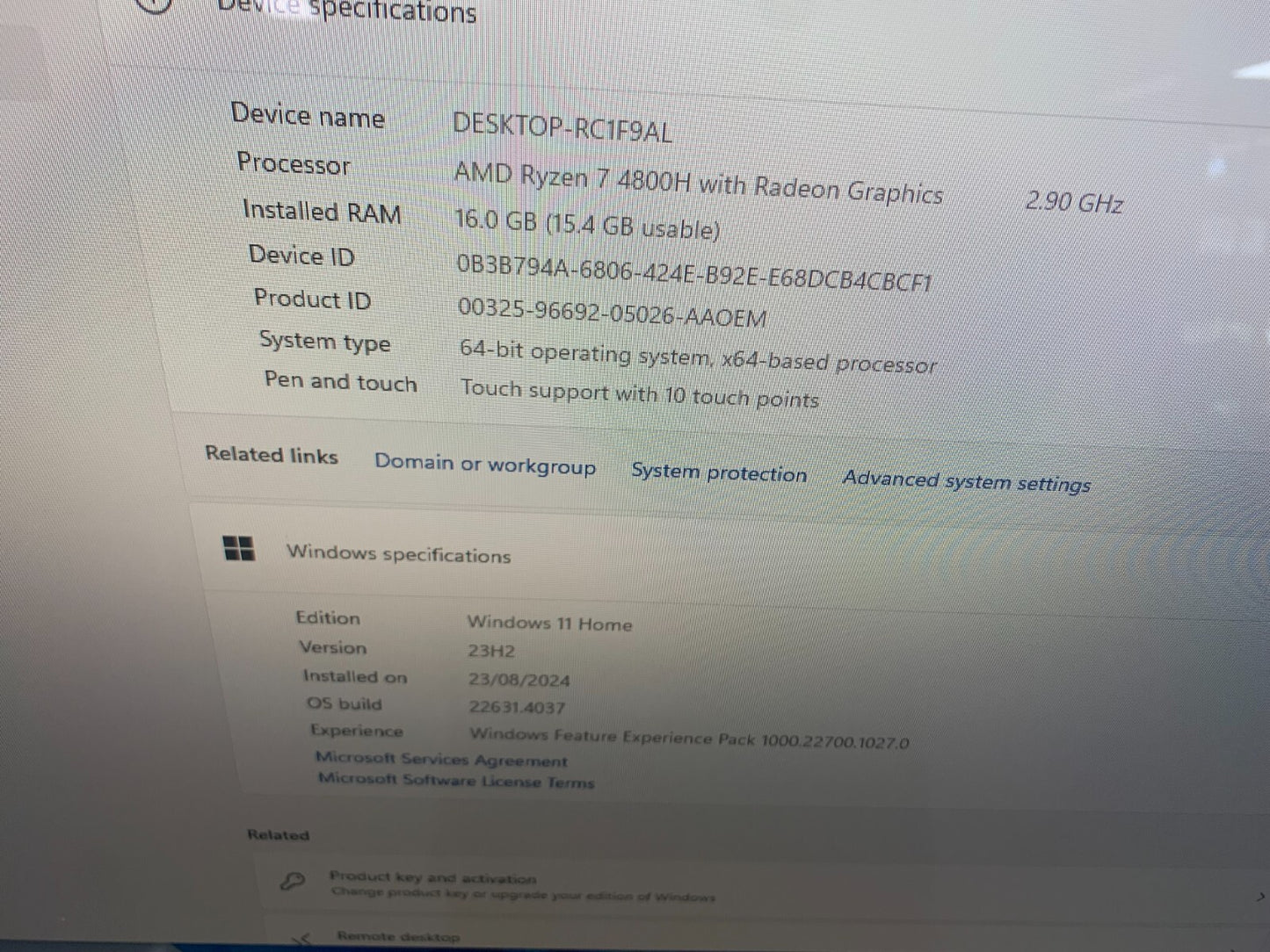HP Pavilion 27" 27-D0201A AIO Touch AMD Ryzen 7 4800H / 16GB Ram / 1TB SSD3