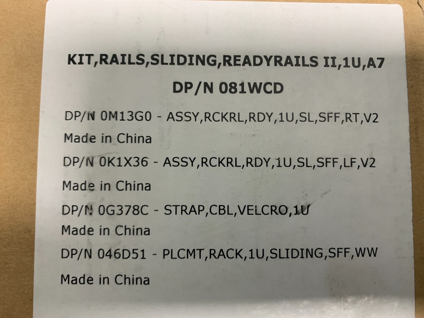 Dell 081WCD 1U Rail 0K1X36 0M13G0 for R320 R420 R430 R620 R630 R6401