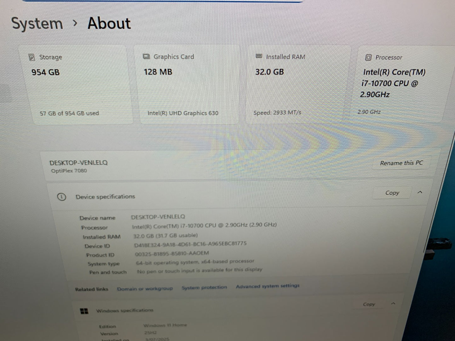 Dell Optiplex 7080 SFF i7-10700 2.90GHz / 32GB / 1TB SSD1