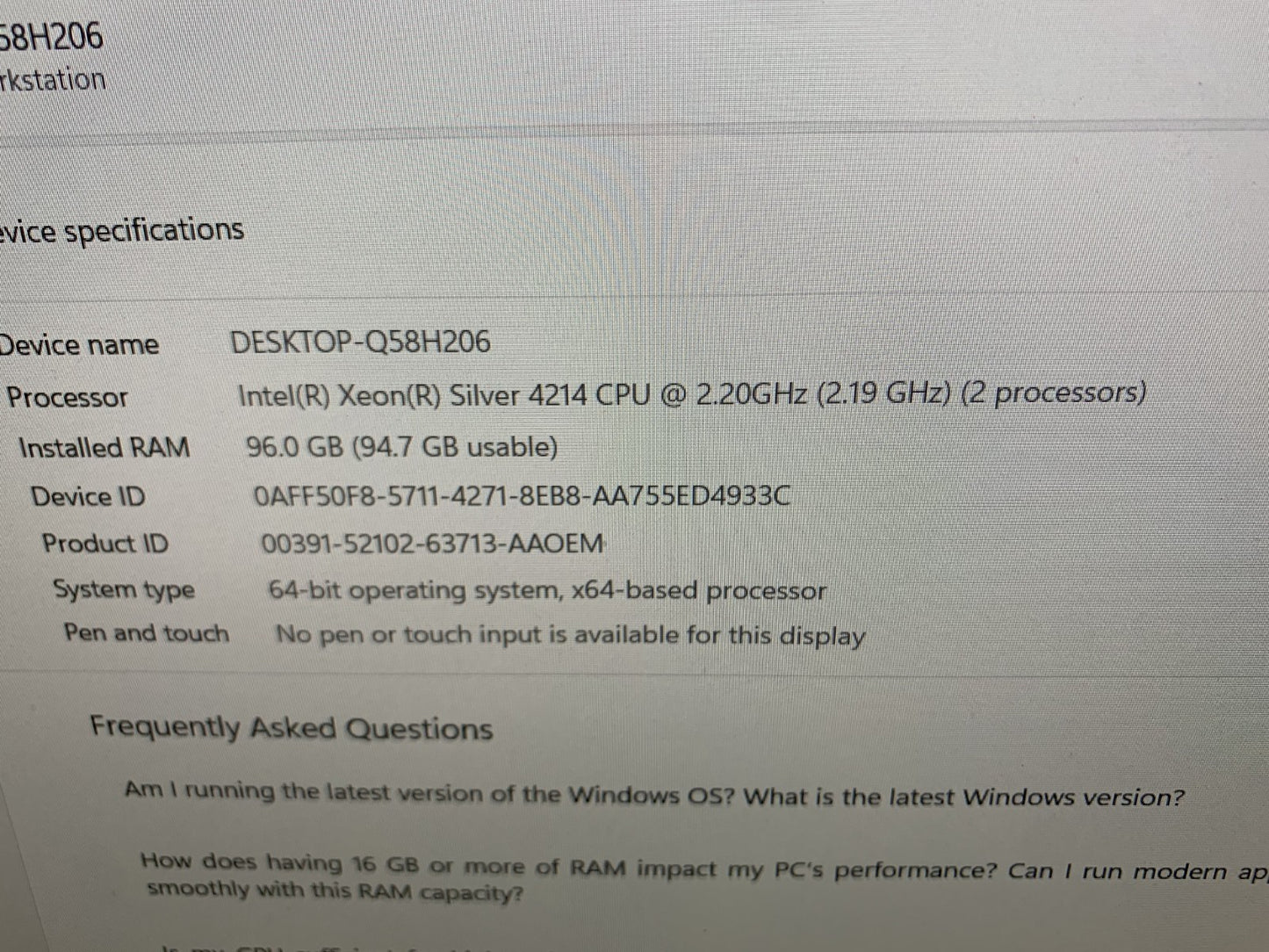 HP Z6 G4 Workstation 2x Xeon Silver 4214 2.20GHz / 96GB Ram / 1TB SSD5