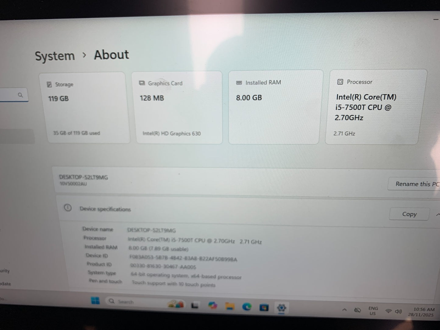 Lenovo ThinkSmart Hub 500 0002AU  i5-7500T 2.70GHZ / 8GB / 128GB SSD4
