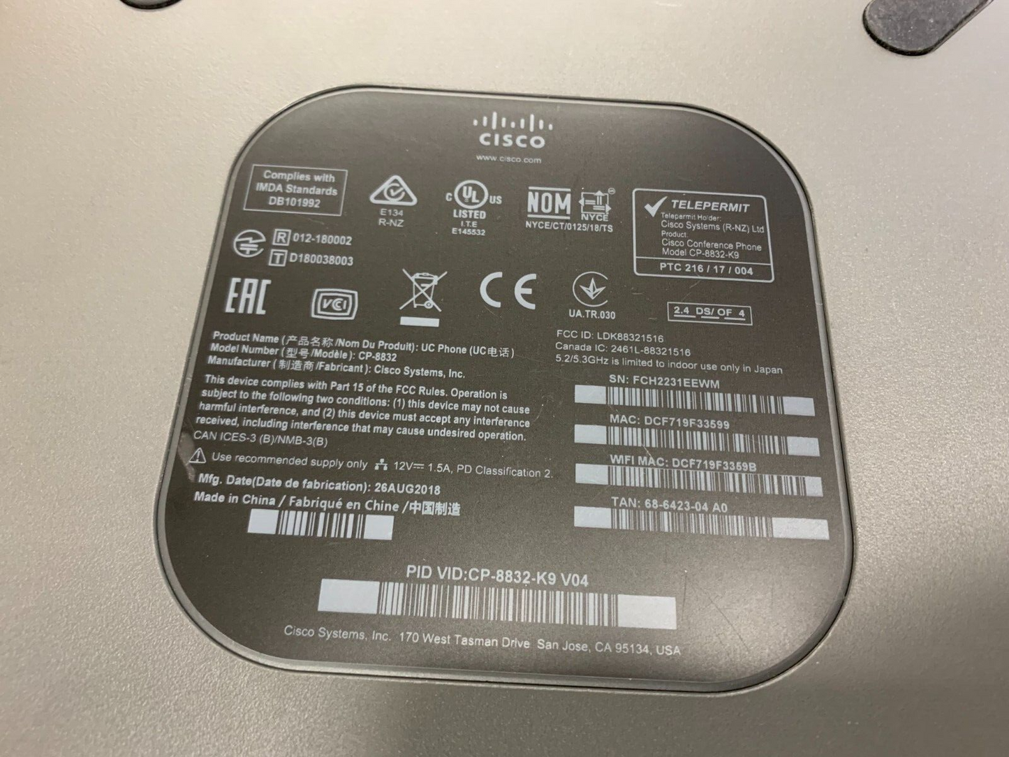 Cisco CP-8832-K9 IP Conference Phone2