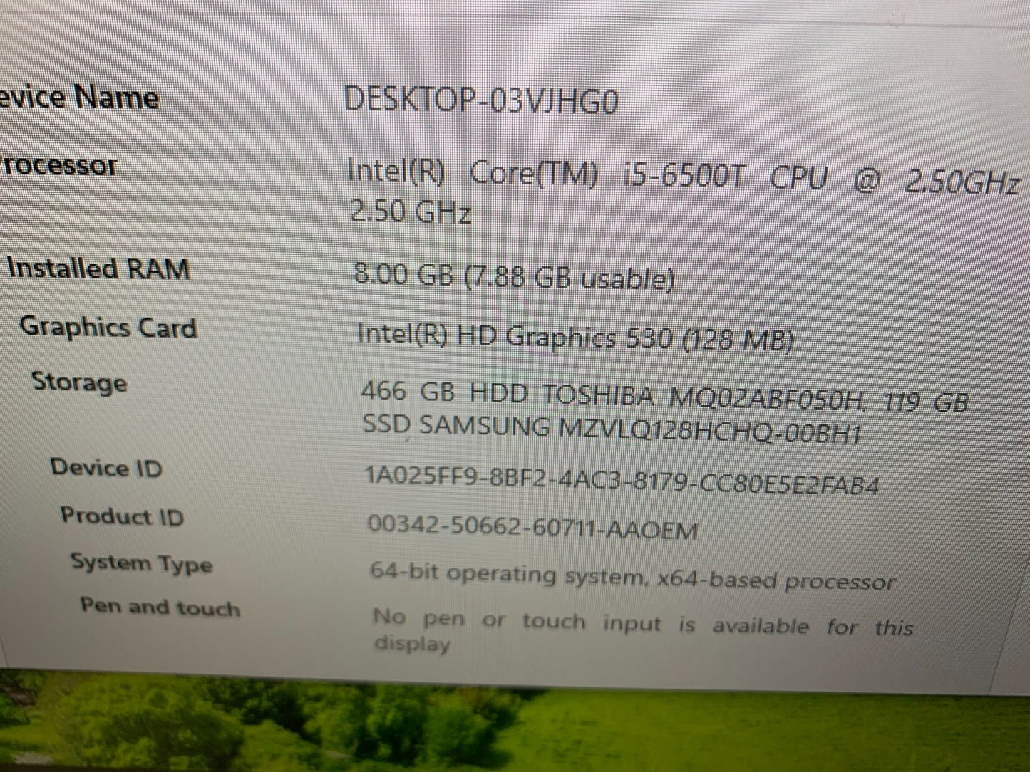 HP EliteDesk 800G2 Mini i5-6500T 2.50GHz / 8GB / 128GB SSD & 500GB HDD3