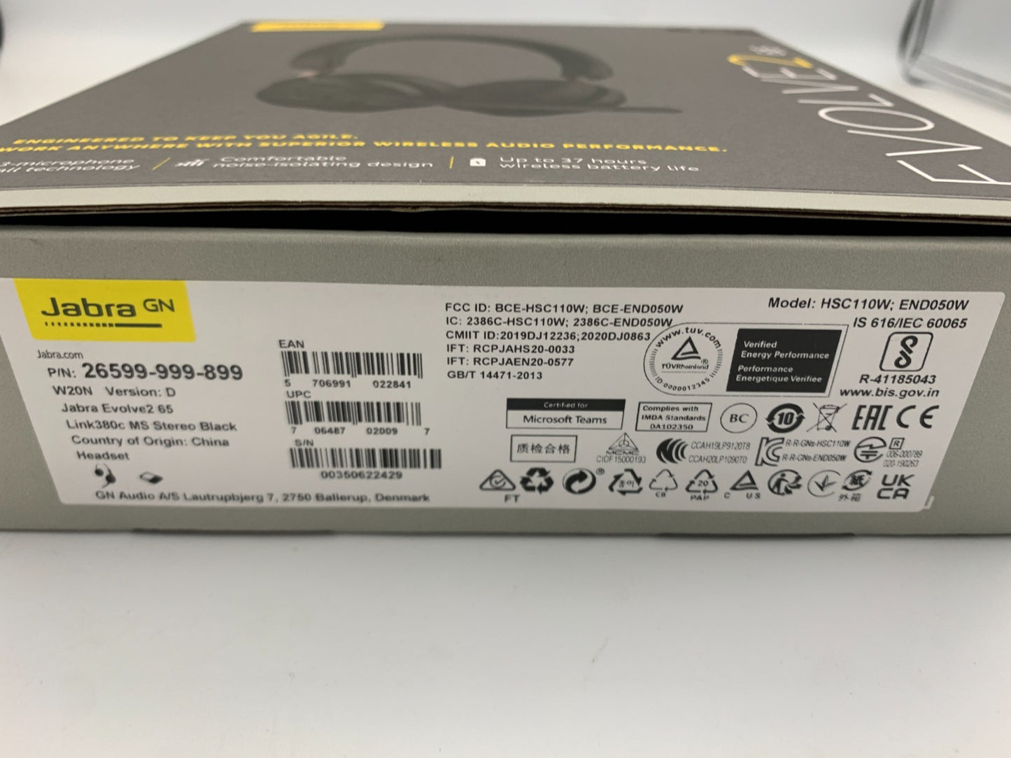 Jabra Evolve2 65 Link380c USB C Bluetooth Headset  MS Stereo Black 26599-999-8992