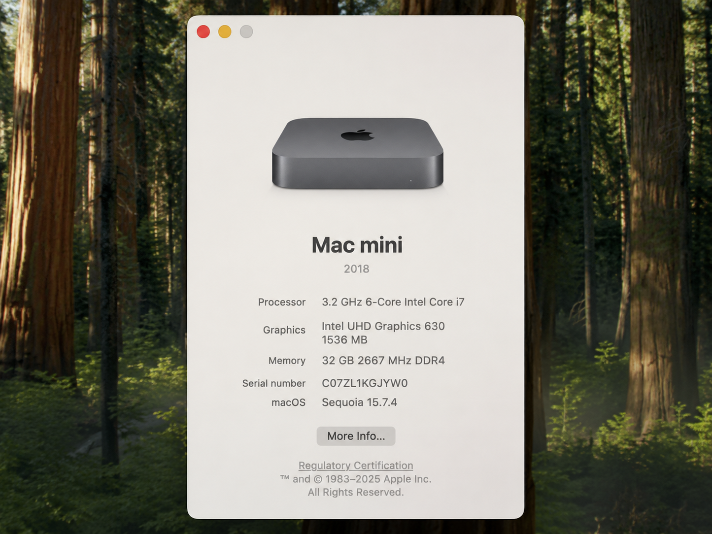 Apple Mac mini 2018 A1993 Intel i7 3.2GHz 6-Core / 32GB / 1TB Hard Drive
