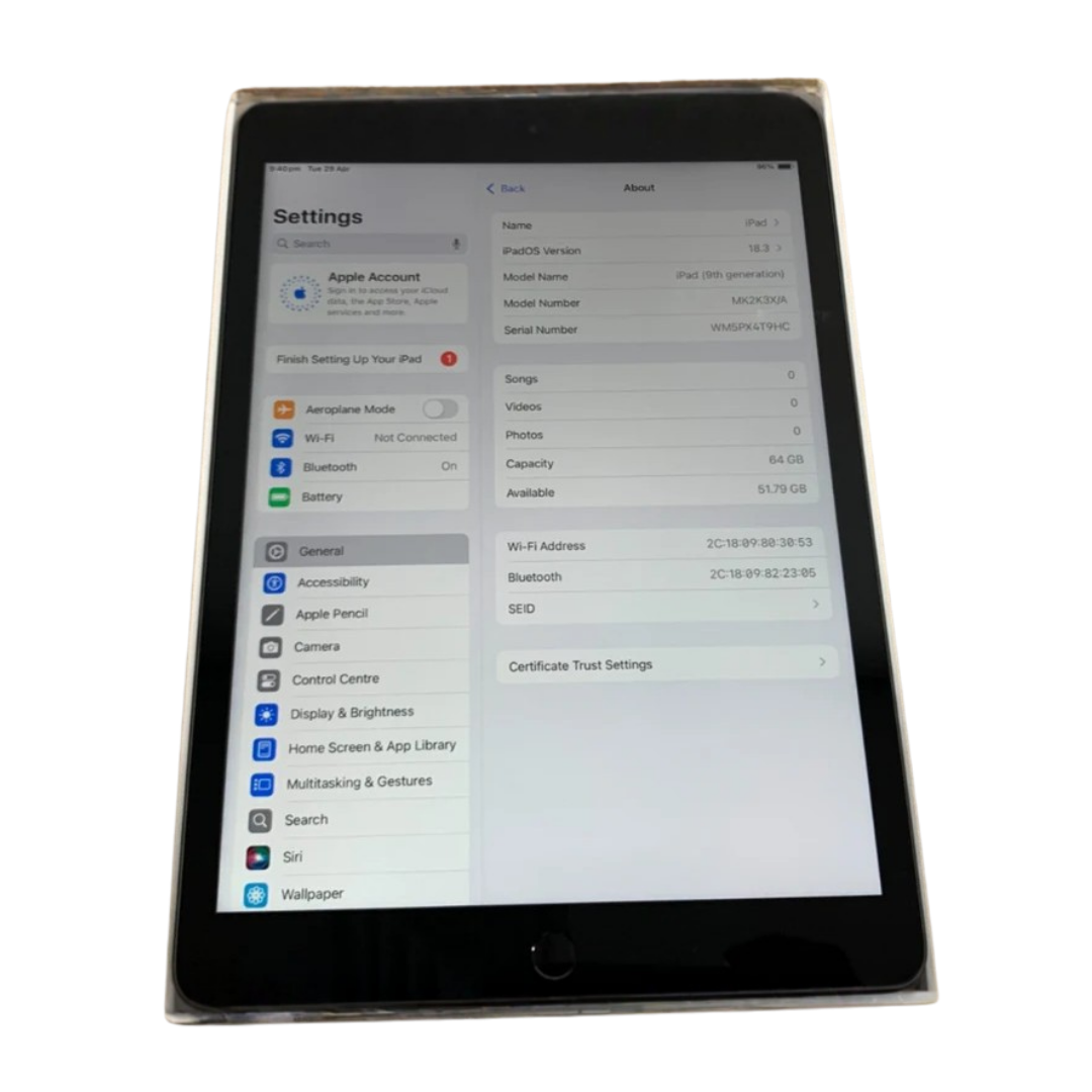 Apple iPad 9th Gen 10.2" WiFi 64GB Grey A2602