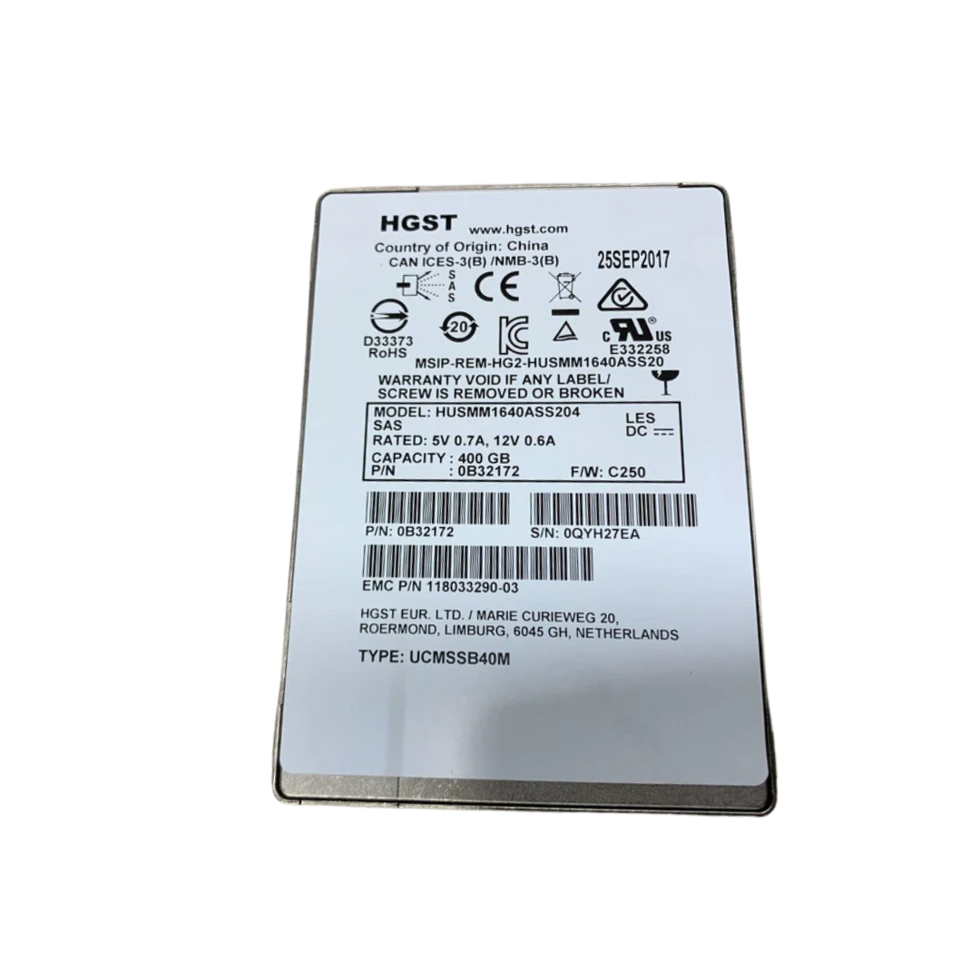 HGST 400GB SSD 2.5" SAS 0B32172 Hard Drive