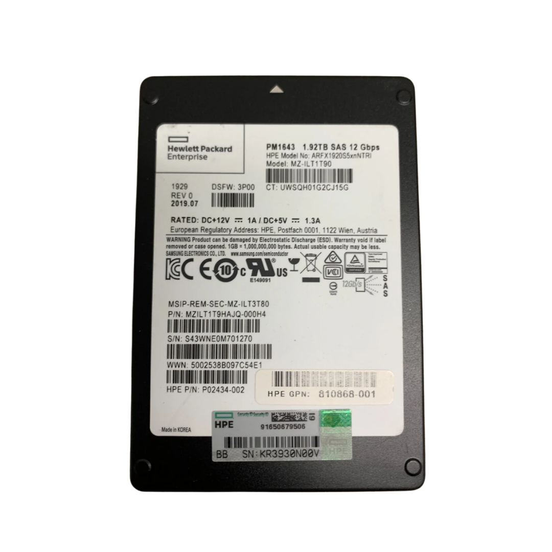 HP Enterprise 1.92TB 2.5" SAS SSD 12Gb/s Hard Drive P02434-002