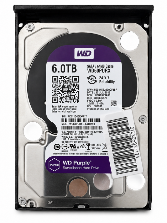 WD Purple Surveilance Hard Drive 6TB SATA 64MB Cache 3.5"