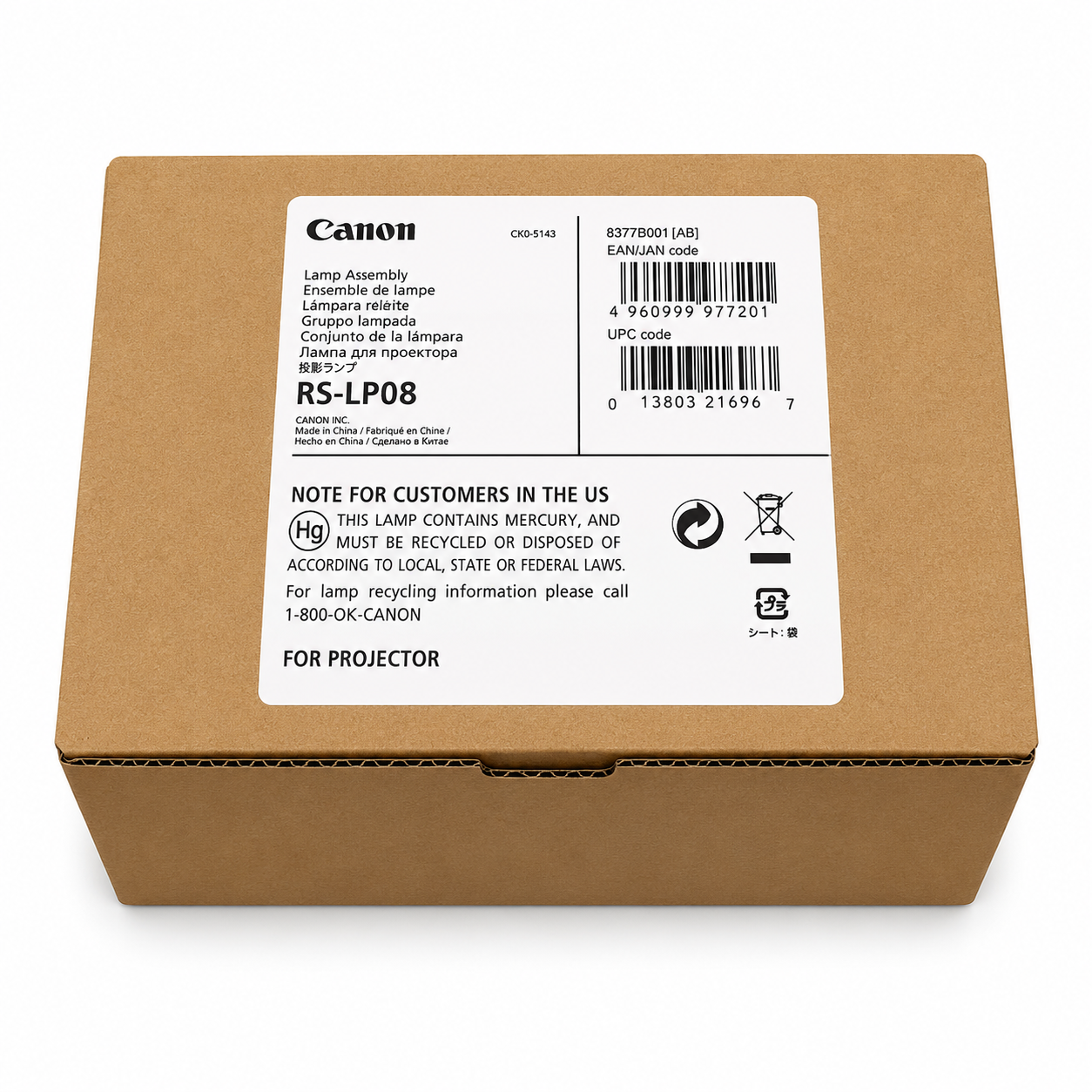 Genuine Canon RS-LP08 Lamp Replacement for the Canon WUX400ST Pro, Canon WUX450