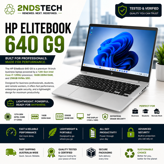 Refurbished HP EliteBook 640 G9 14" i7-1255U 16GB 256GB SSD Win11 Pro