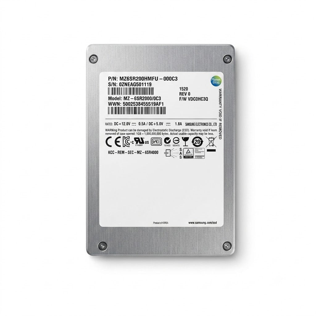 Samsung 200GB SSD Flash 2.5" SAS Hard Drive MZ-6SR2000/0C3