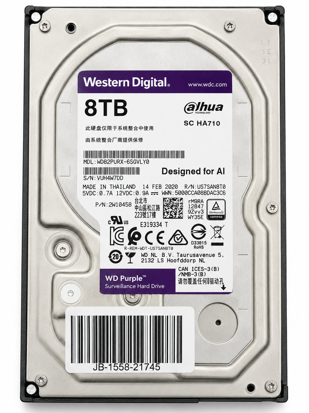 Western Digital Purple Surveilance 8TB SATA 3.5" Hard Drive