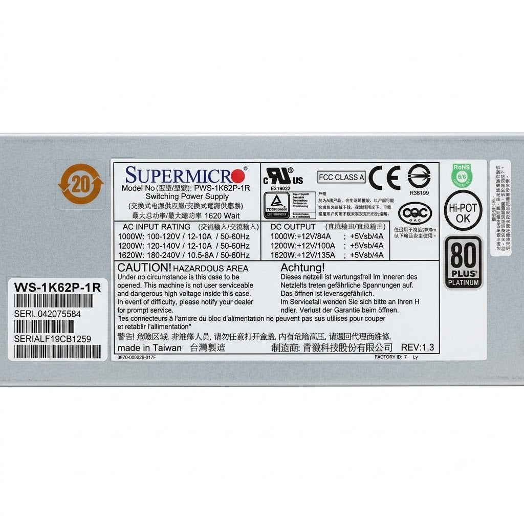 SuperMicro PWS-1K62P-1R Switching Power Supply